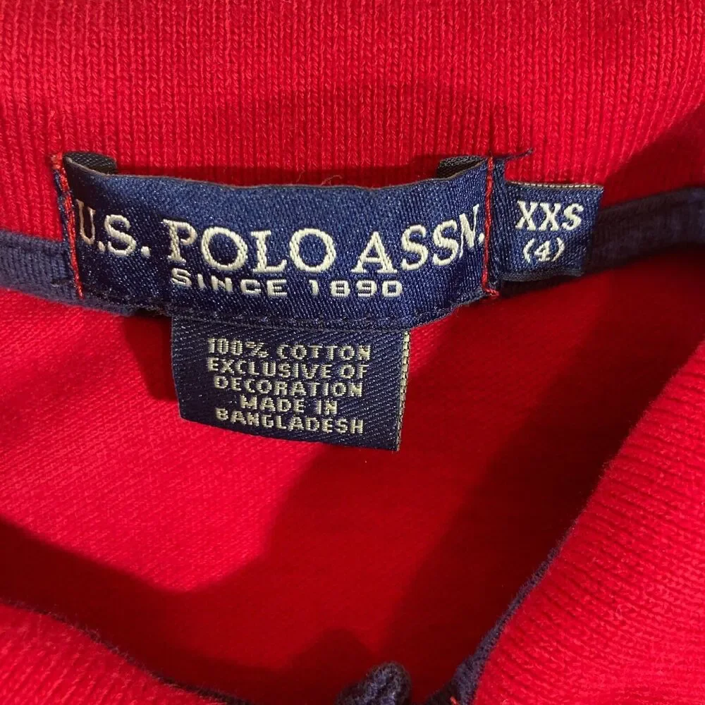 U.S. Polo Assn Shirt‎ Youth XXS (4) Red Big Pony Short Sleeve Polo Pullover